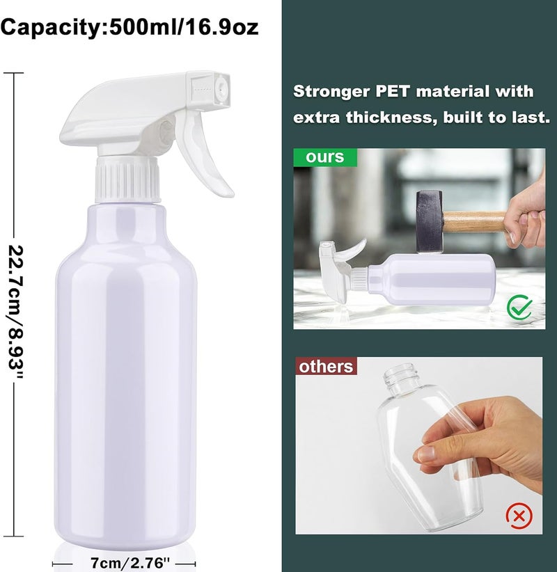 Hethyo Spray Bottles Plastic Spray Bottle for Hair Mist/Stream Heavy Duty Empty Spray Bottles for Cleaning Solutions, Plants, Cooking (16.9oz-White) - Image 4